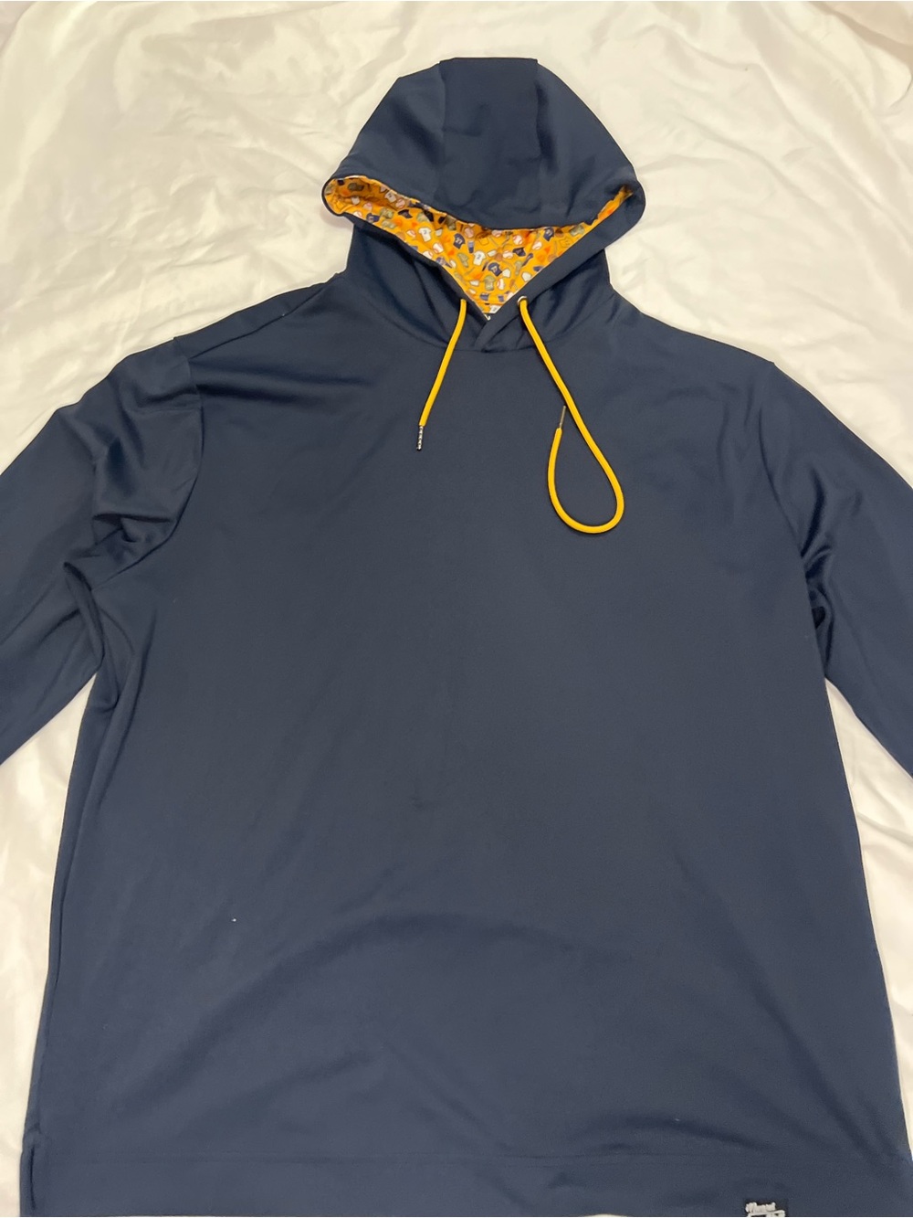 Inward Half Men’s Navy Blue Baseball Print Performance Hoodie Size L